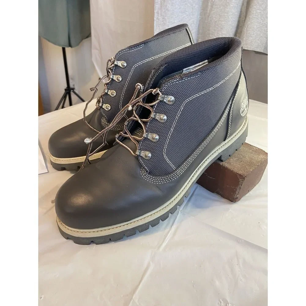 Men's Gray Leather Campsite Raul Lace Up Waterproof Boots-Size 13M-NWB